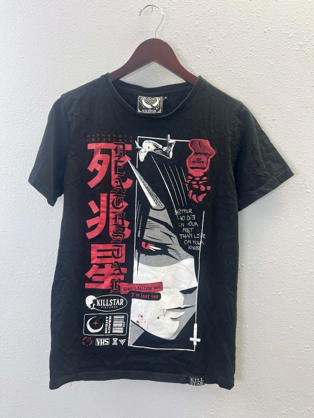 Killstar Night Lover Anime Graphic Tee Black Goth Punk Mens Size S 0193